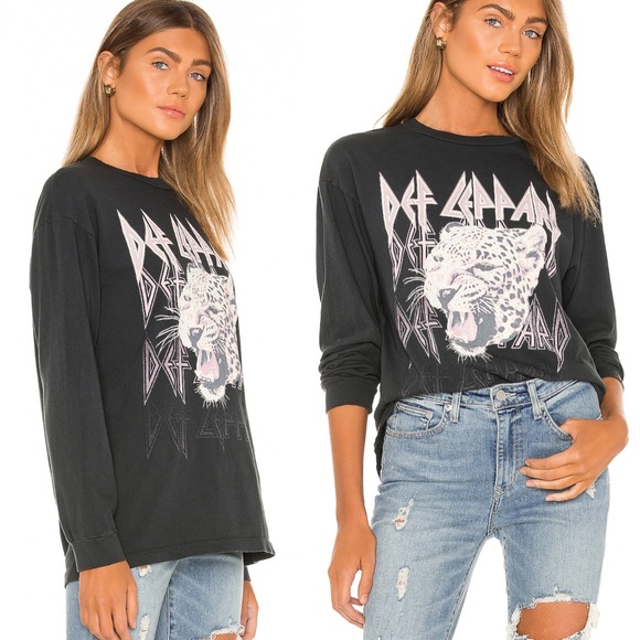 Daydreamer Revolve Def Leopard Oversized Tee Black - Picture 2 of 7